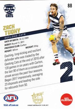 2017 Select Certified #88 Zac Tuohy Back